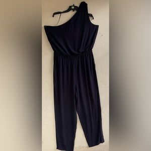 🌾 ⭐️ DKNY Women Black-Liv One Shoulder Crepe Jumpsuit